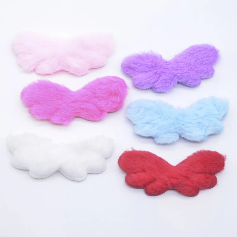 12Pcs 80*35mm Padded Plush Furry Angel Wing Applique for DIY Headwear Hairprin Bow Accessories Clothes Hat Sewing Patches Decor