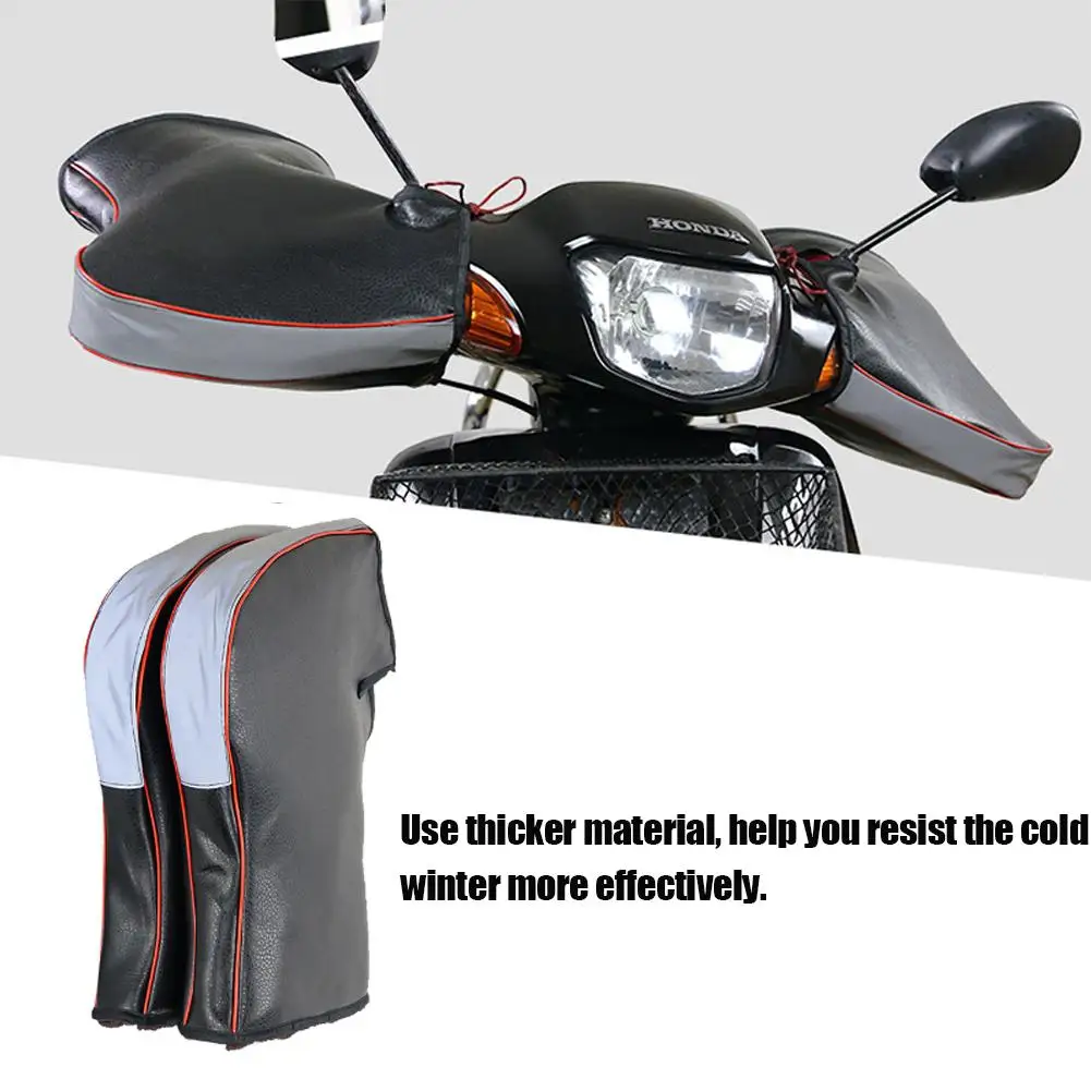 1 Pair Motorcycle Handlebar Gloves Windproof Winter Thickened Warm Handlebar Muffs Thermal Cover Gloves for Winter Riding