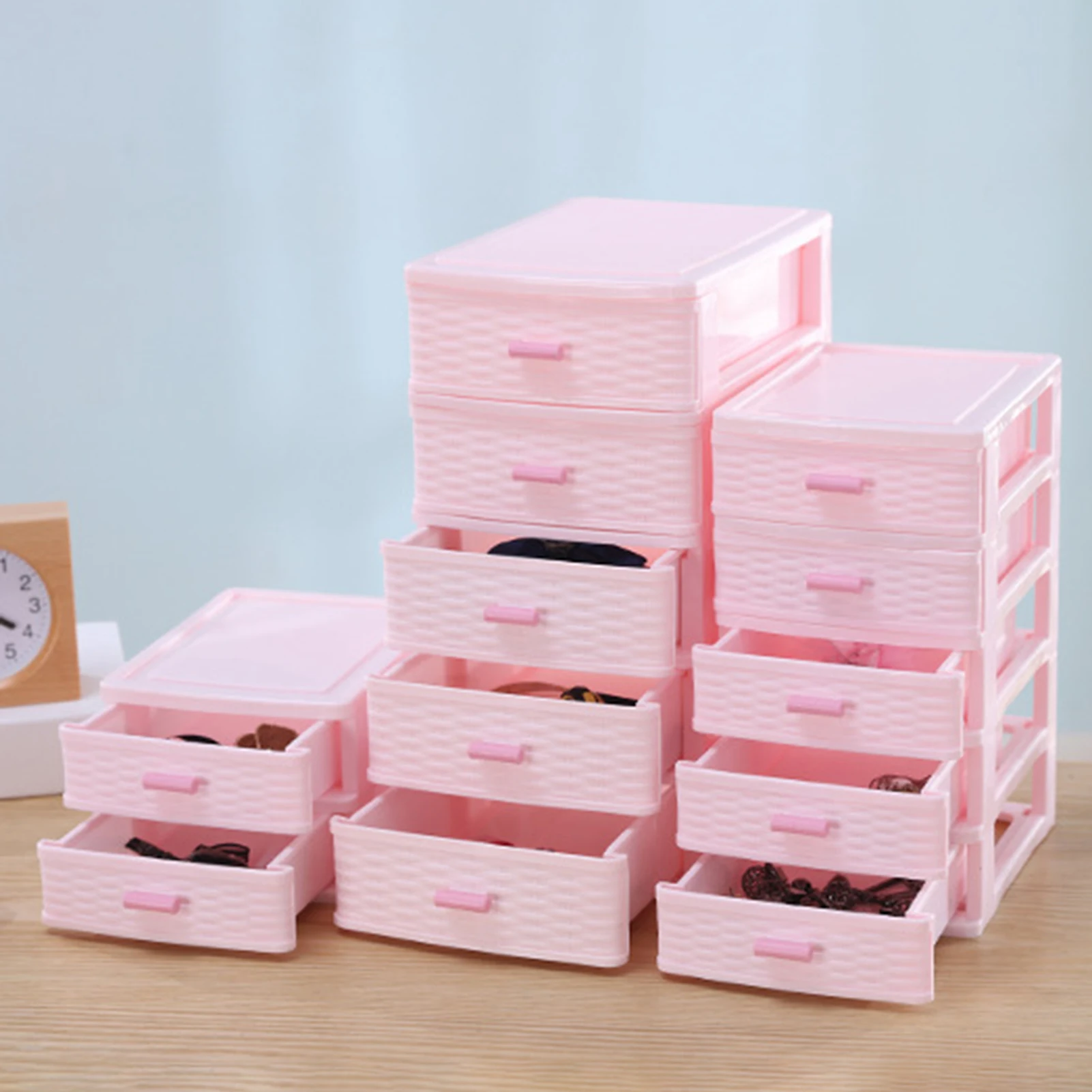 Mini Multi-Layer Desktop Drawer Style Storage Box Plastic Cosmetics Jewelry Case Jewelry Organizer Large High Capacity Storage