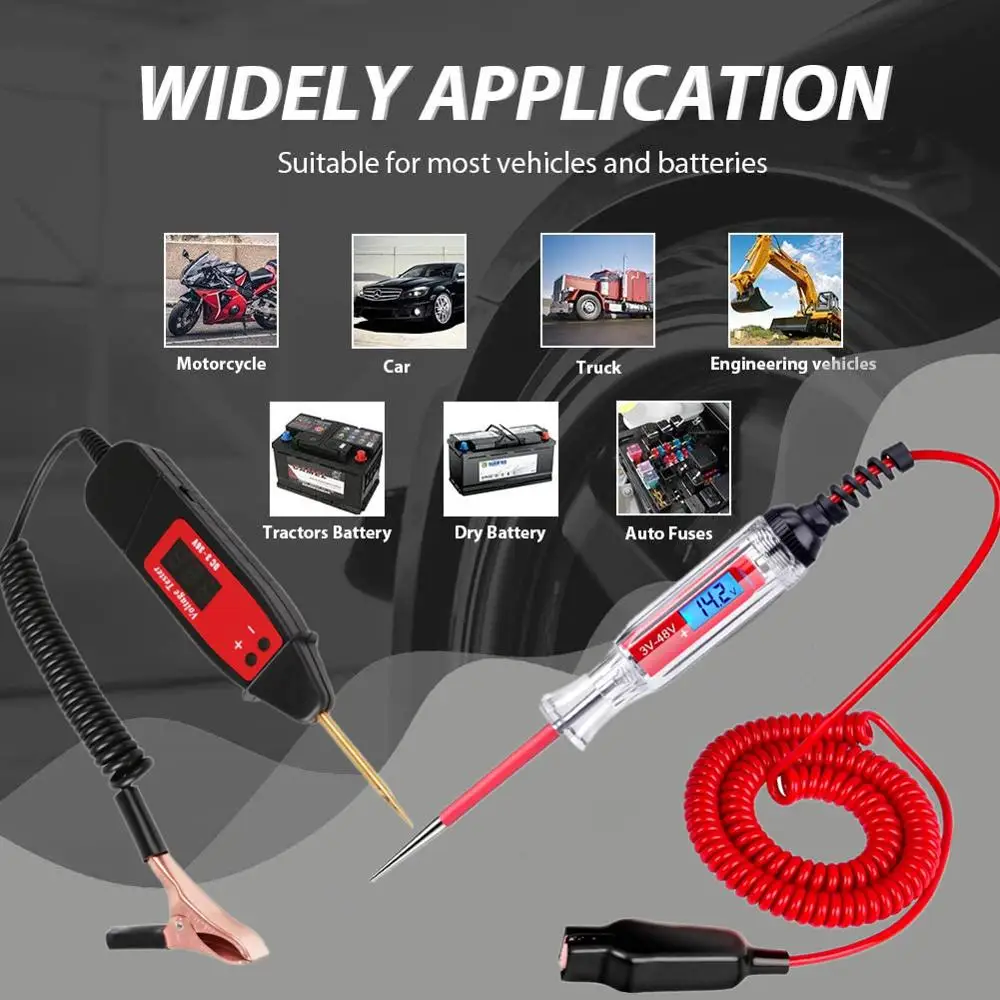 Universal 3-48V Digital Power Probe Multi Function Fuse Line Battery Voltage Circuit Test Pen Electroscope Automotive Scanner