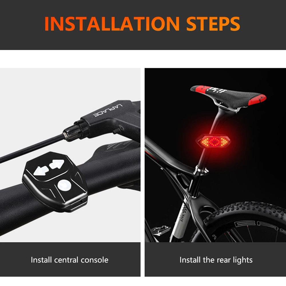 Bicycle Turn Light Cycling Taillight with Horn Smart 5 Modes Remote Control USB Rechargeable Indicator Light Safety Lamp