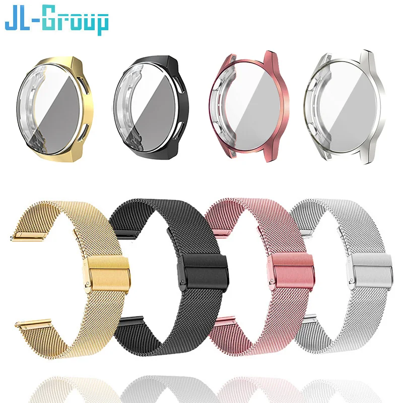 Bracelet en métal pour montre Huawei, bracelet avec étui, protecteur d\'écran en TPU, bracelet de montre, bracelet, GT2e, GT2, 3, 4, 46mm, 42mm