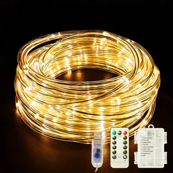 Christmas Garlands For New Year Decorations For Home Outdoor Festoon Led Tube Rope Light Battery-Operated Garland 10/20/30/40M