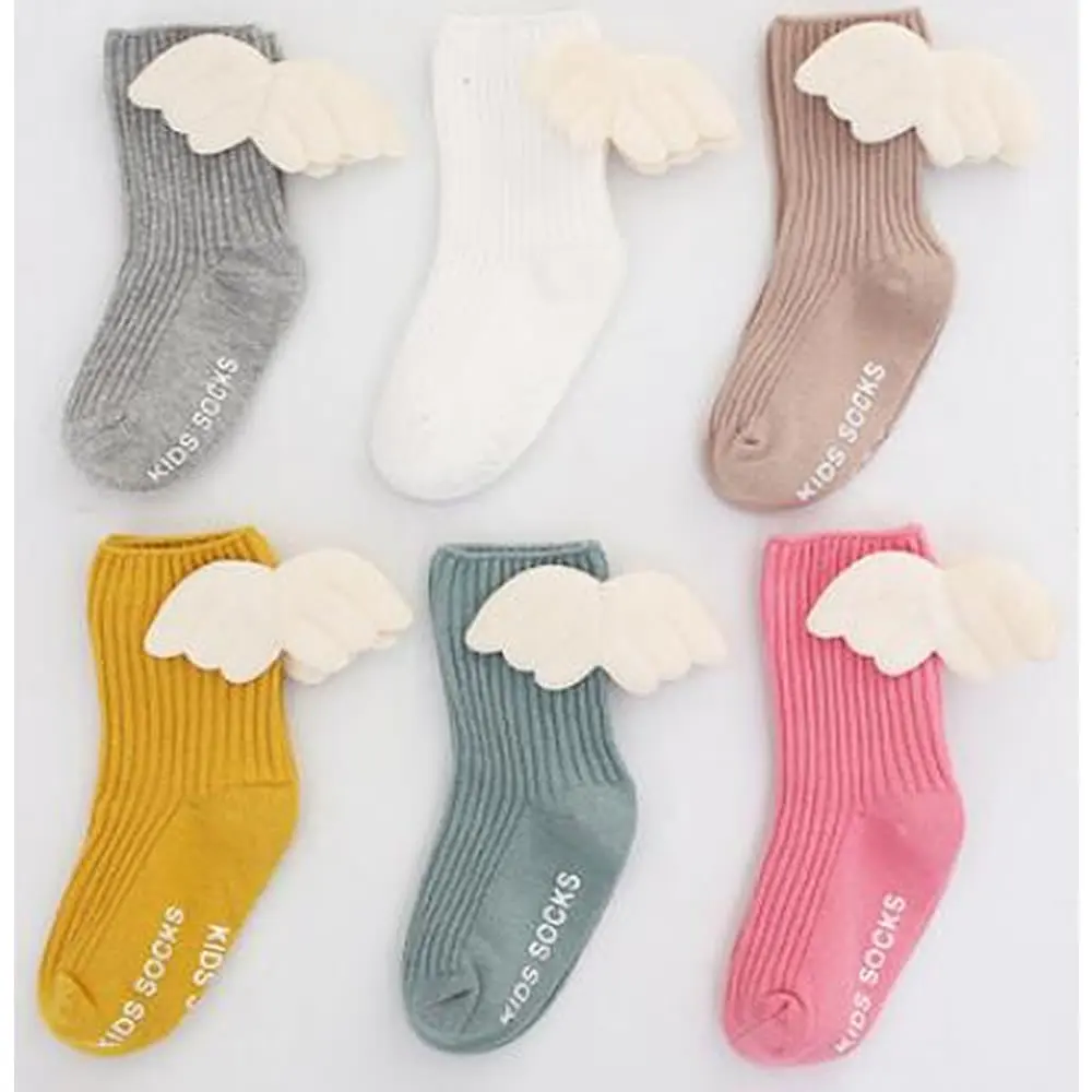 Newborn Baby Socks Angel Wing Socks Autumn Baby Girl Boy Knee High Sokken Cotton Toddler Infant Sock For Toddler Girl