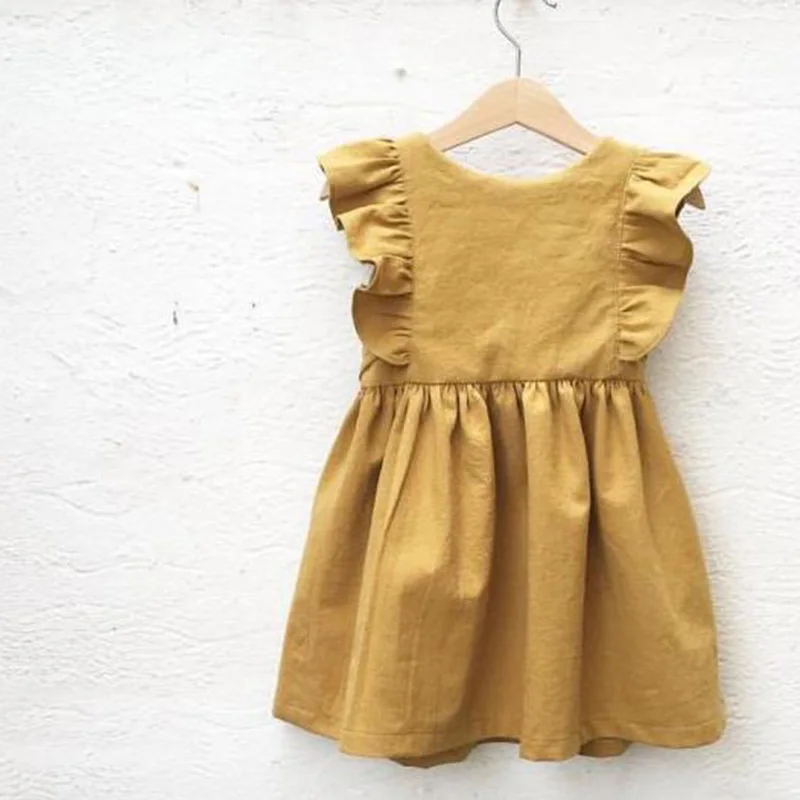 Linen Baby Dresses Summer Girls Clothes Princess Dress Birthday Party Dress For Girl Cute Infant toddler Girls Clothing