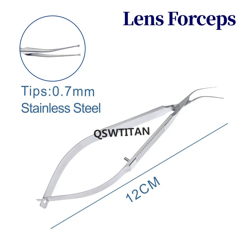 Fórceps de lente cirúrgica de titânio inoxidável, ferramenta oftálmica para pálpebras