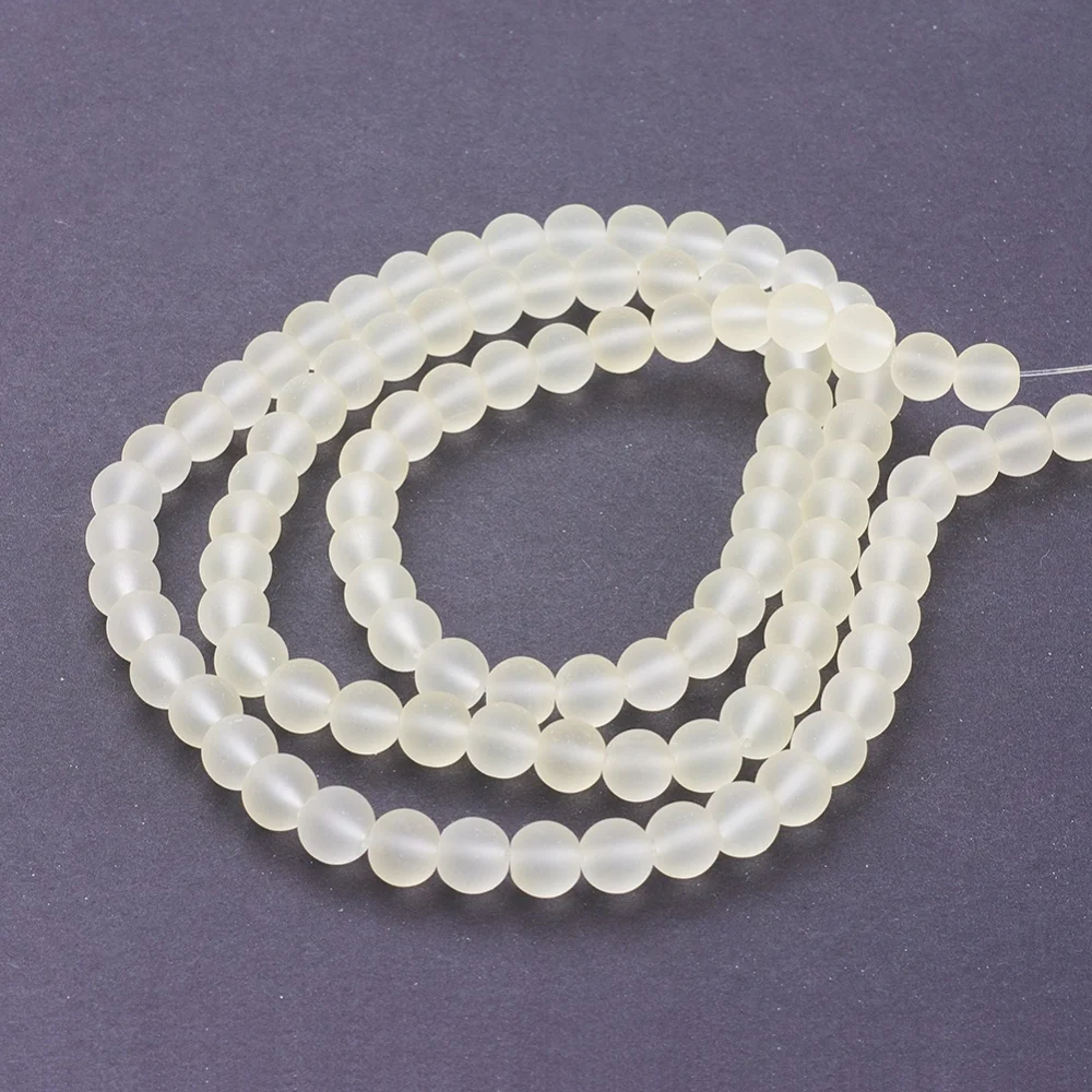 20 Strand Frosted Transparent Glass Round Bead 4mm 6mm 8mm 10mm Strands for Beading Jewelry Making DIY Bracelet Necklace