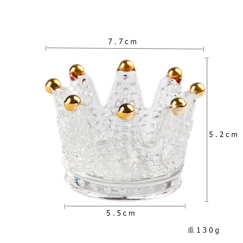 Creative Small Glass Candlestick Mini Crown Glass Ashtray Bar Decor