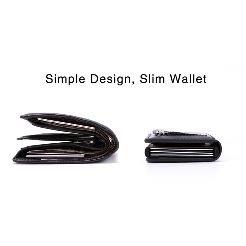 Bycobecy Custom Carbon Fiber Credit Card Holder Men Leather Zipper Coin Wallet Metal Box Smart Wallet Anti-theft RFID CardHolder