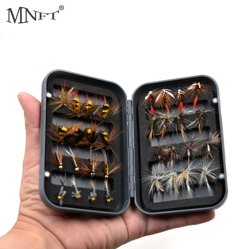 

MNFT 32Pcs/Box Trout Fly Fishing Assorted Nymph Dry Wet Flies Kit Ice Fishing Lures Artificial Bait with Boxed