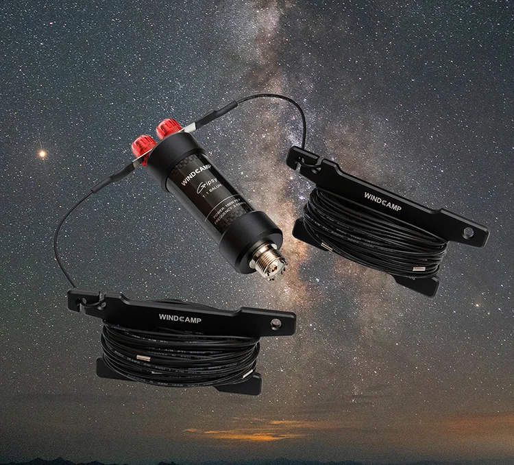 Latest version WINDCAMP 5-50MHz Adjustable Coil Dipole Antenna Half-wavelength HF Horizontal Shortwave 100W Potable