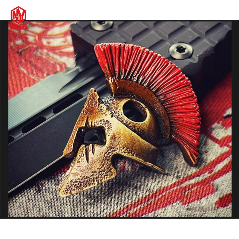 1PC Red Tassel Spartan Bronze Retro Brass Copper EDC Paracord Beads Lanyard Pendants Knife Beads Umbrella Rope Cord Bead Pendant