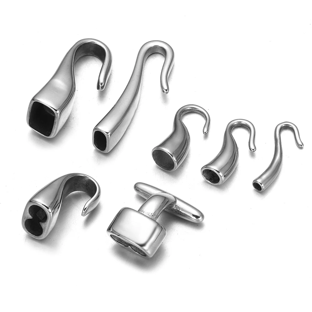 Stainless Steel Hooks for Round Leather Cord Connect Buckle Polished DIY Bracelet Jewelry Making Clasps Findings