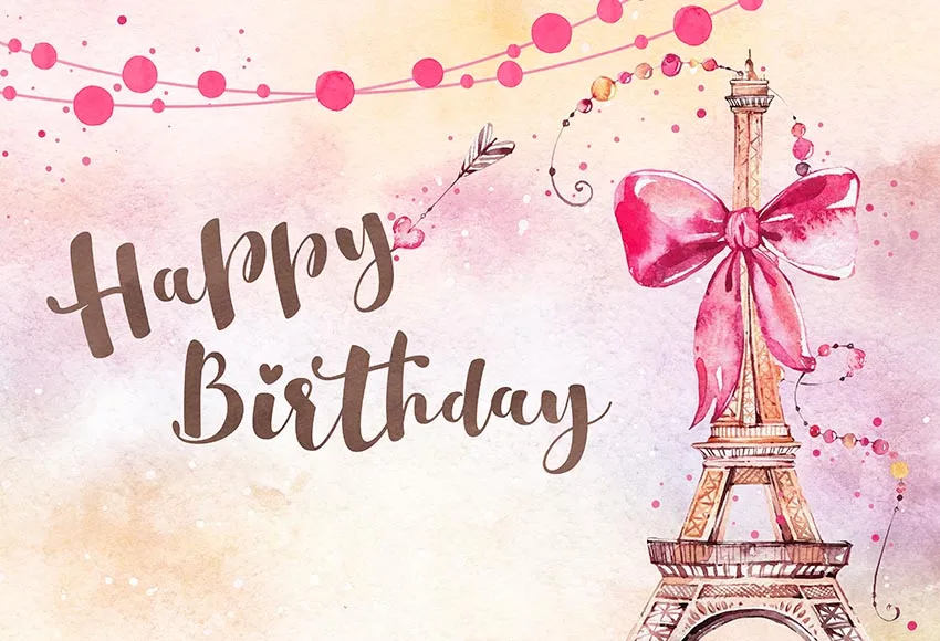 7x5FT Love Valentine Day Cupid Arrow Paris Eiffel Tower Happy Birthday Custom Photo Backdrop Background Vinyl 220cm X 150cm