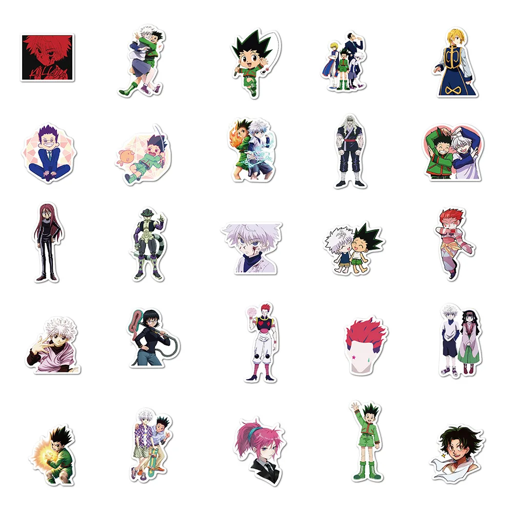 50 HUNTERxHUNTER Japanese Anime Stickers GON FREECSS Killua Zoldyck Hisoka Trunk Laptops Waterproof Journal Stationery Sticker