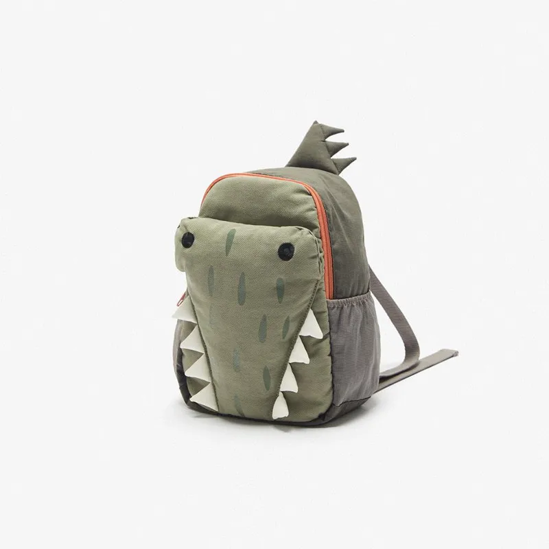 Bonito tridimensional verde pequeno crocodilo saco de escola para meninos e meninas, personalidade bolsa de estudante, mochila bolsa, novo