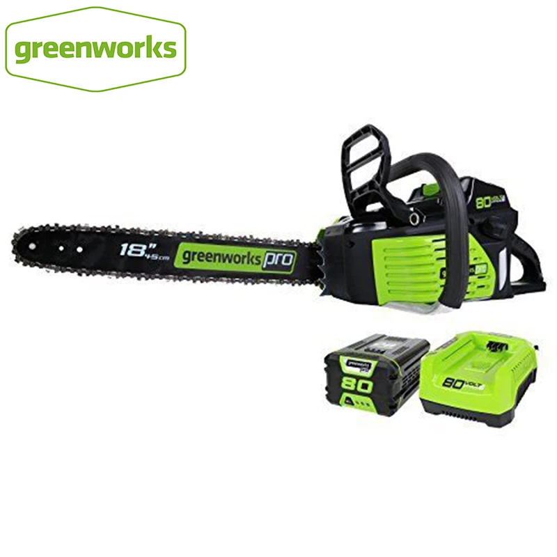 Benzin-Kettensäge GreenWorks Pro GCS80420 80 V 18-Zoll-Akku-Kettensäge, mit 4,0 Ah-Akku, Equal 45 cc Gasmotor