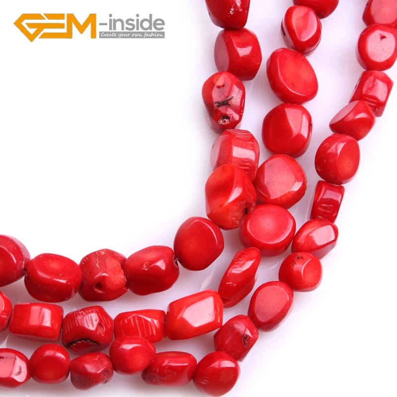 Smooth Potato Freefrom Red Coral Beads Dyed Color For Jewelry Making Strand 15 inches For Bracelet Necklace Wholesale