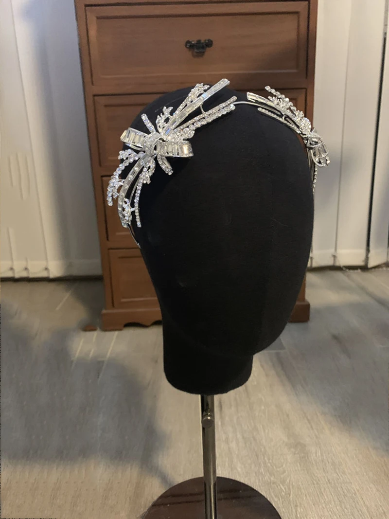 NiuShuya Vintage Công Chúa Nơ Thiết Kế Tiaras Thái Cubic Zircon Pha Lê Cưới Cô Dâu Mũ Trụ Phụ Kiện Tóc Jewelries