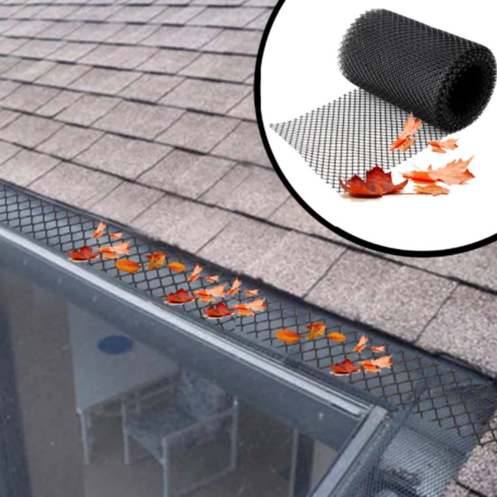 

​Plastic Drainage Gutter Guard with 10PCS Fixed Hooks Plastic Mesh Guards Easy Install Gutters Cover Garden Accessories