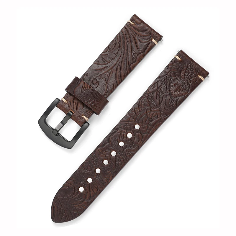 UTHAI Z73 Carved Leather Watch Band 20mm/22mm Watch strap Accessories Switch Ear Watchband