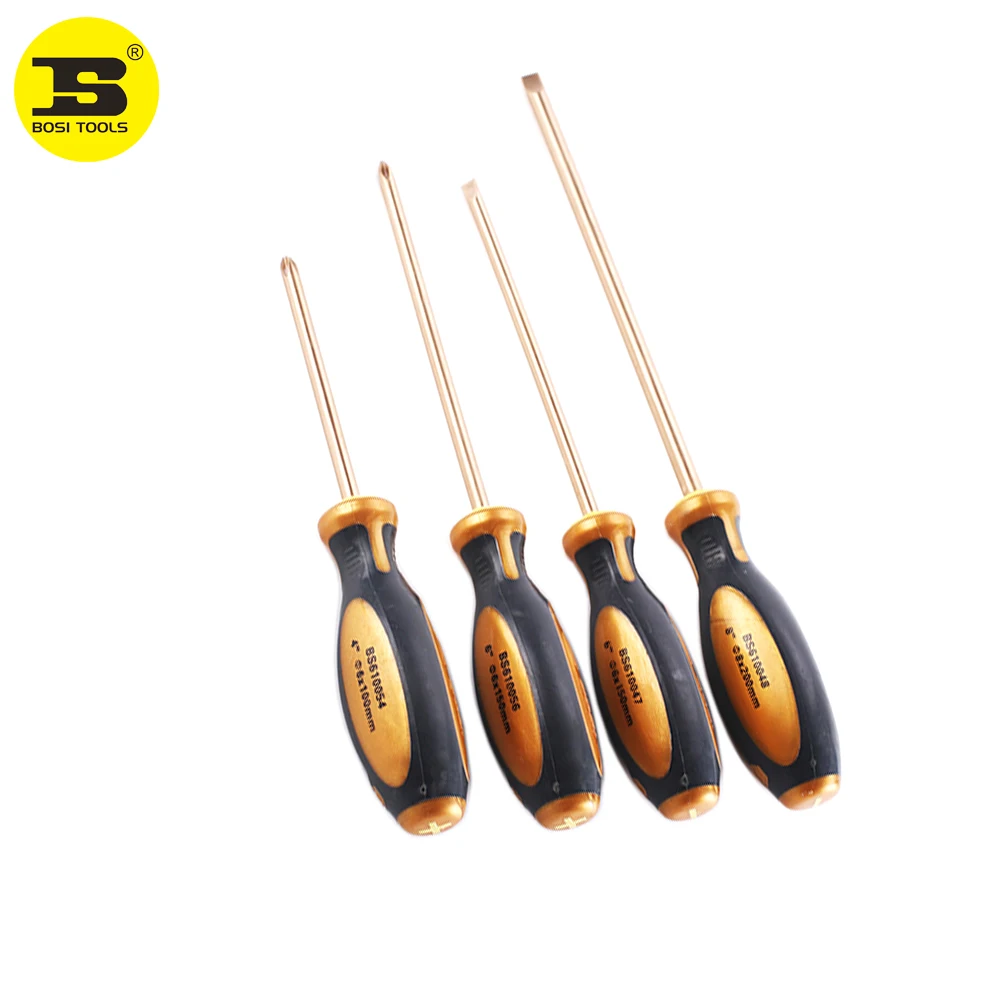 BOSI Professional Tools Non-Sparking Non-Magnetic Corrosion Resistant Beryllium Bronze Screwdrivers