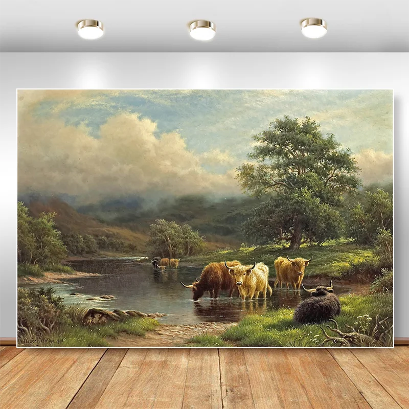 Mocsicka Rural Natural Scenery Background For Photography Farm Cows Sheep Photographic Backdrops Art Photo Studio Photocall Prop