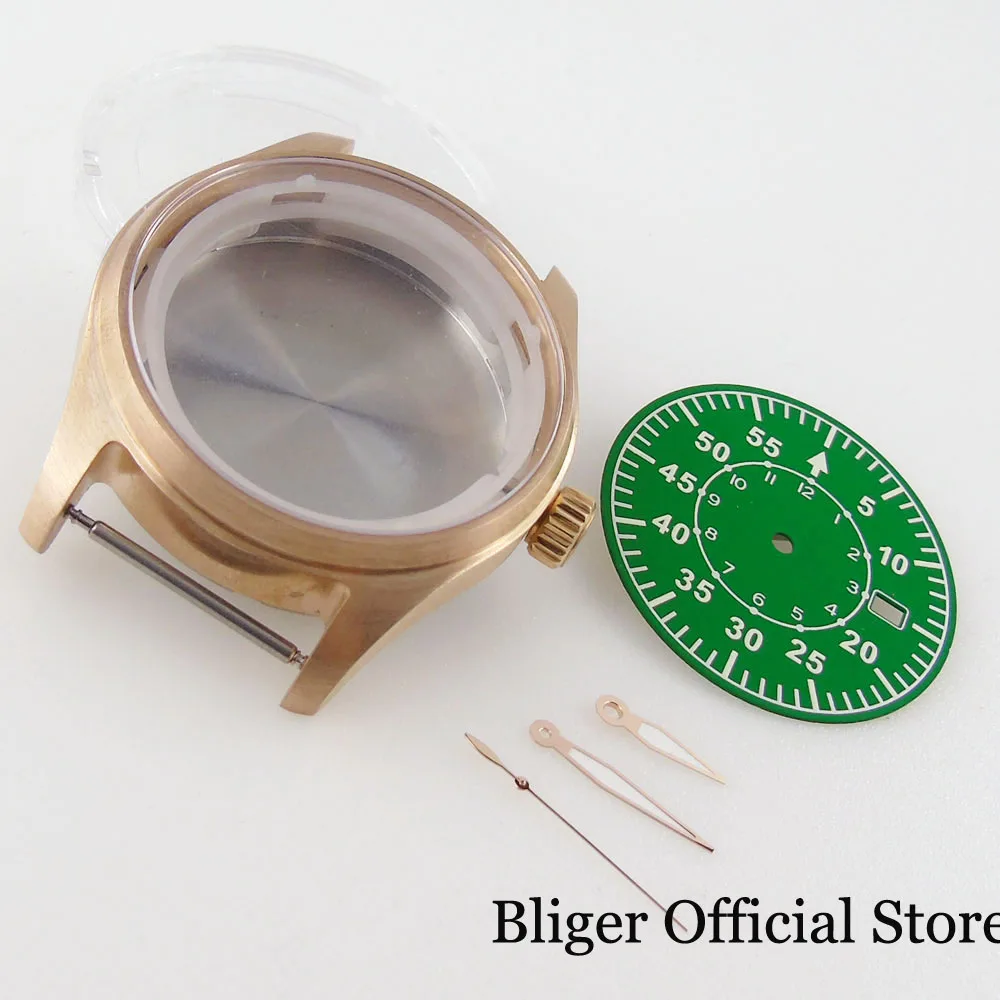 BLIGER Cusn8 Real Bronzed 39mm Automatic Watch Case 200 Waterproof fit NH35A NH36A Screwdown Crown Luminous Dial