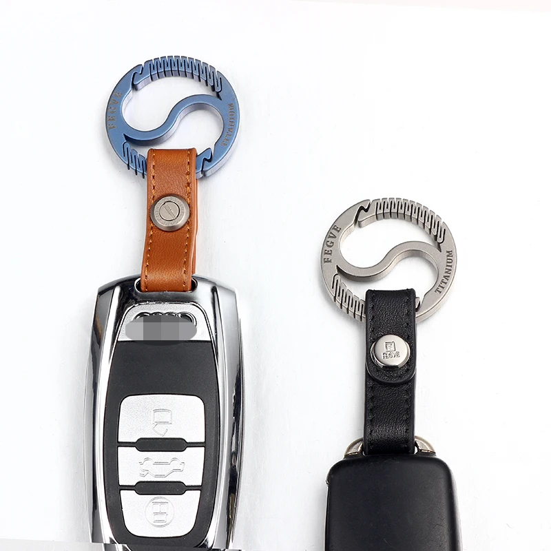 High-Grade Leather Keychain High-Quality Titanium Men's Waist Hanging Two Ends Opening And Closing Car Key Chain Key Ring