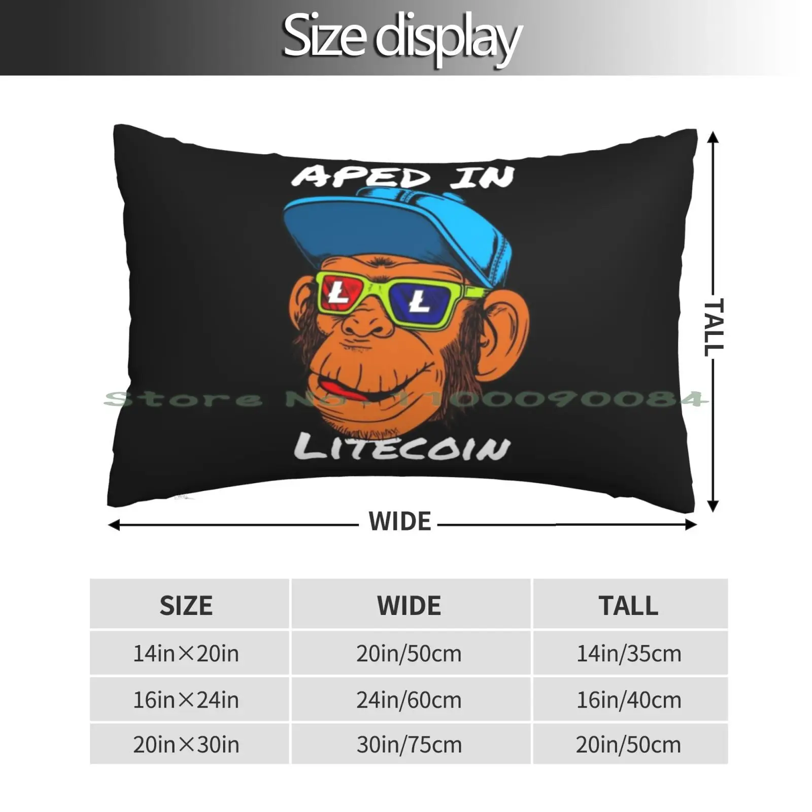 Aped Into Litecoin Ltc Monkey Ape Crypto Cryptocurrency Pillow Case 20x30 50*75 Sofa Bedroom Trending Stuff Big Sale Best