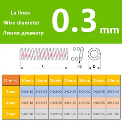 압축 스프링 장난감 스프링, 0.3mm 와이어 스프링 304, 스테인레스 스틸 후크, OD3, 4/5mm, 20 개