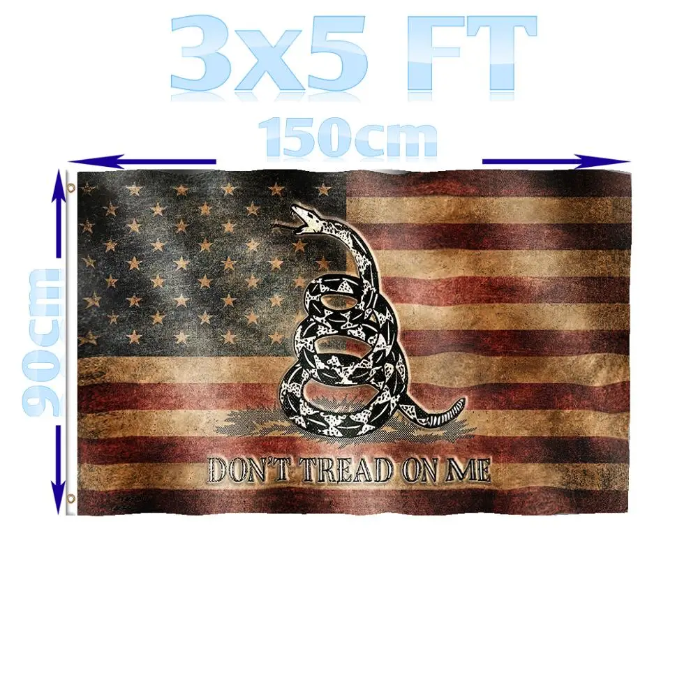 

BENFACTORY Store 3x5 Ft Single Layer 100D Polyester Brass Grommets Dont Tread On Me US Patriotic Flag