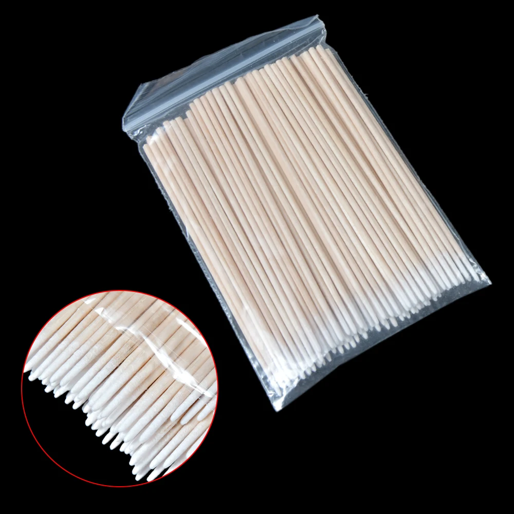 100/300Pcs ไม้ผ้าฝ้าย Swab เล็บทำความสะอาด Sticks Buds เคล็ดลับไม้ผ้าฝ้าย Swab เล็บรายละเอียด Corrector เล็บเครื่องมือ