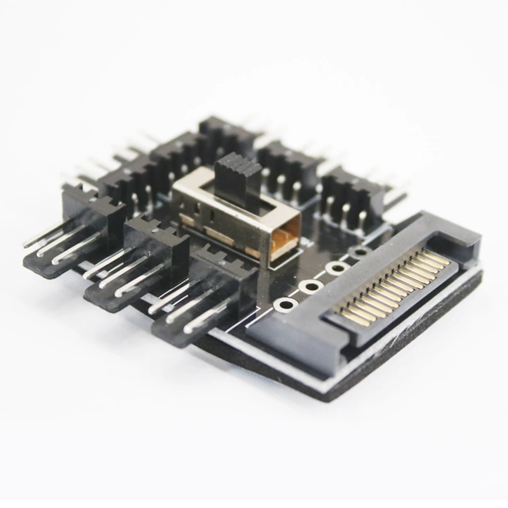 Kühler Lüfter Hub PC SATA 1 zu 8 3Pin 12V Splitter Steckdose PCB Adapter 2 Ebene Geschwindigkeit controller für Computer