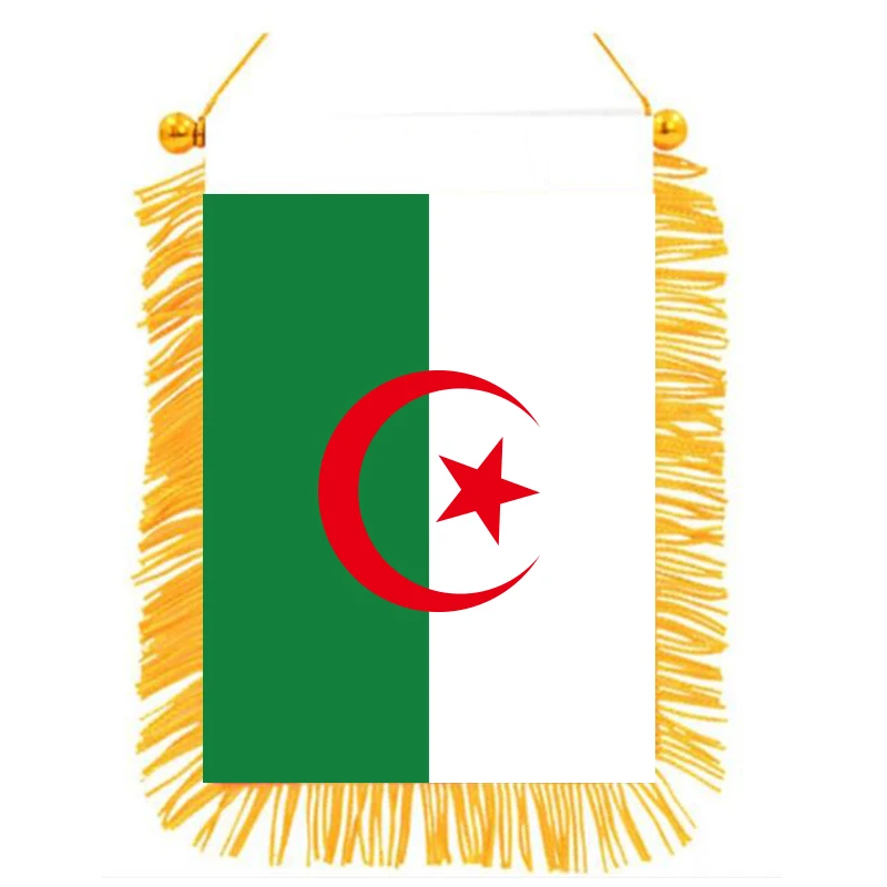 Xvggdg 10*15cm Algeria bandiera nazionale a doppia faccia Hig Flag Mini panno oscurante stampato su due lati appeso bandiera nazionale