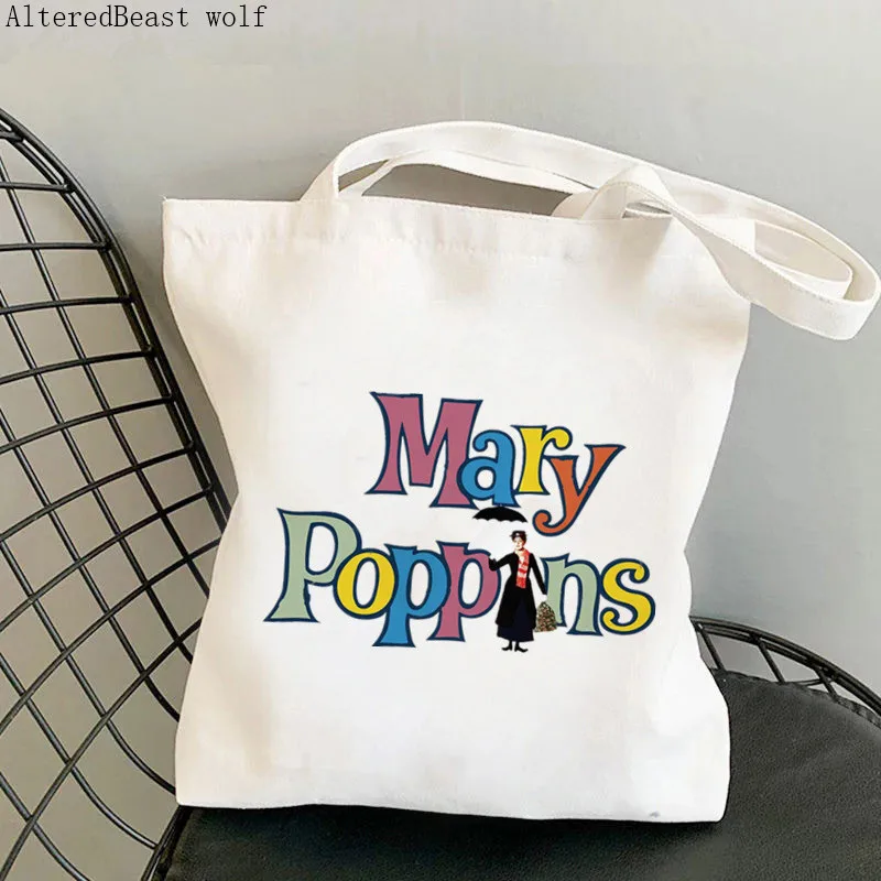 Women Shopper Mary Poppins Vintage Printed Kawaii Bag Harajuku Shopping Canvas Shopper Bag girl handbag Tote Shoulder Lady Bag