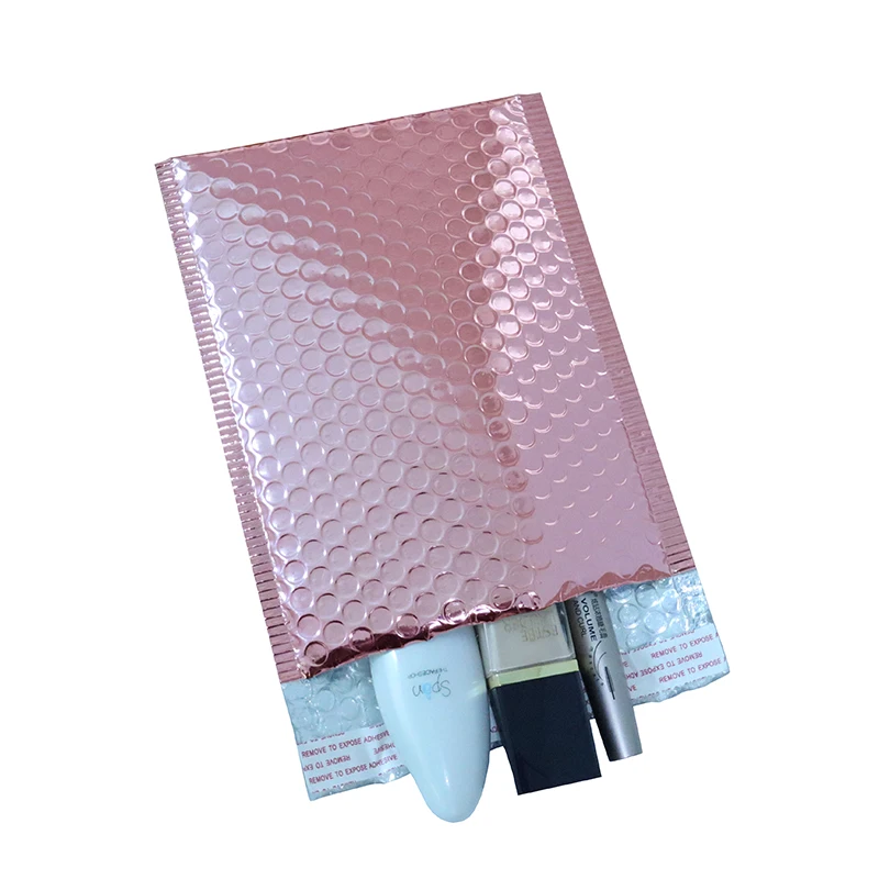 50 Uds. De bolsas de papel de aluminio con burbujas metálicas doradas y rosas, bolsas postales aluminizadas, embalaje de regalo, sobres de envío