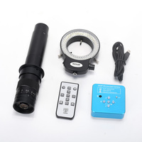 34MP Digital Microscope FHD HDMI Industrial Video Microscope Camera 300X Objective Lens 144 LED for PCB CPU Repair Soldering