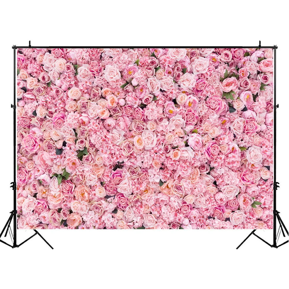 Fundo de parede para fotos de casamento, cerimônia de palco com flores rosas para decoração de festa de aniversário, retrato para bebê, estúdio de fotografia
