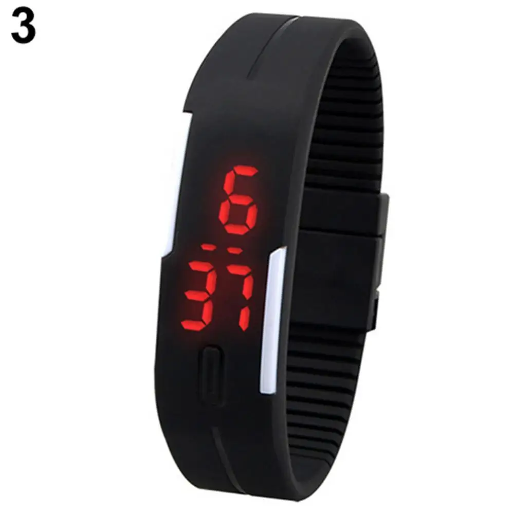 Popular Men\'s Women\'s Silicone Red LED Sports Bracelet Touch Watch Digital Wrist Watch Electronic Wrist Watch For Boy Girl Gift