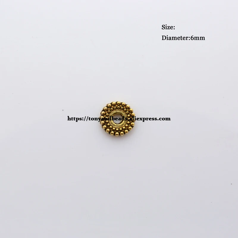 (50 Stück / Los!) Europäischer Spacer-Charm-Verbinder, Crimp-Endperlen aus Legierung in Antikgoldfarbe, geeignet für die Armbandherstellung. – Detail 22