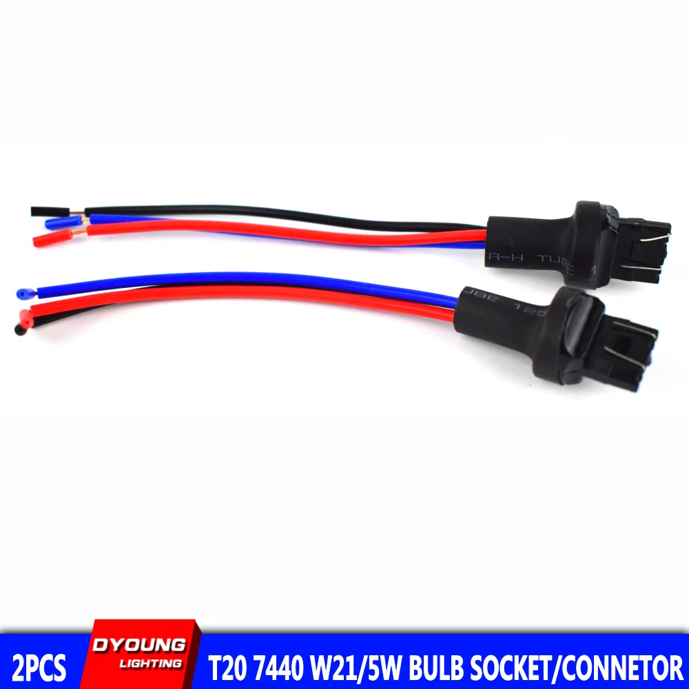 T20 Adapter 7443 W21/5W Socket Plug Cable Connector For Car Led Switchback Back-Up Reverse Brake Turn Signal Light 2Pcs/Lot