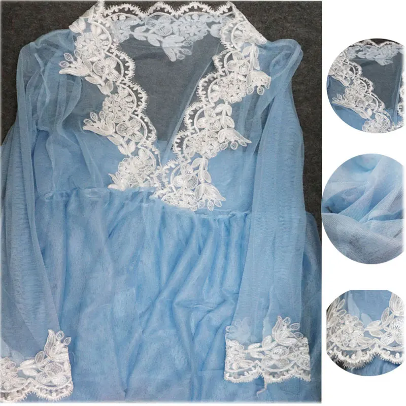 Maternity Dresses for Photo Shoot One-piece Lace Pregnancy Photography Clothes Mopping Dress for Pregnant Front Split Net Yarn