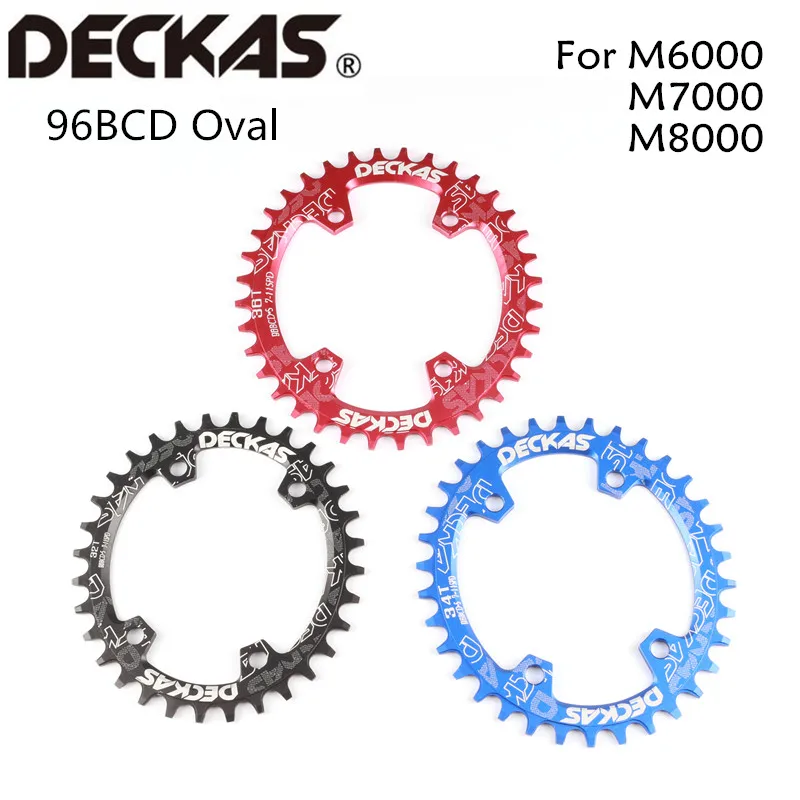 Deckas-platos y bielas dentadas ovalados 96BCD para bicicleta de montaña, BCD 96, 32T, 34T, 36T, 38T, M4100, M5100, M6000