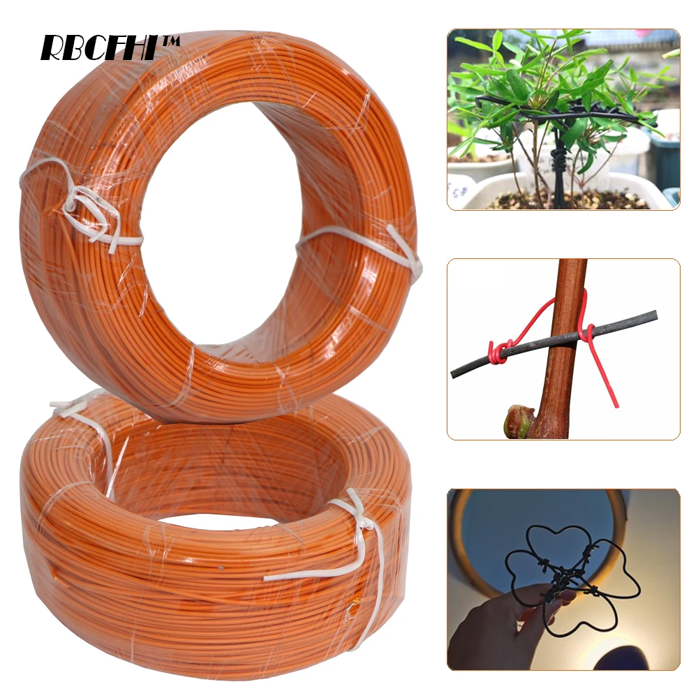 RBCFHI 100M / 328FT Garden Plant Twist Tie Heavy Duty Soft Wire Tie for Gardening Home Office Orange Coated Round Training Wire