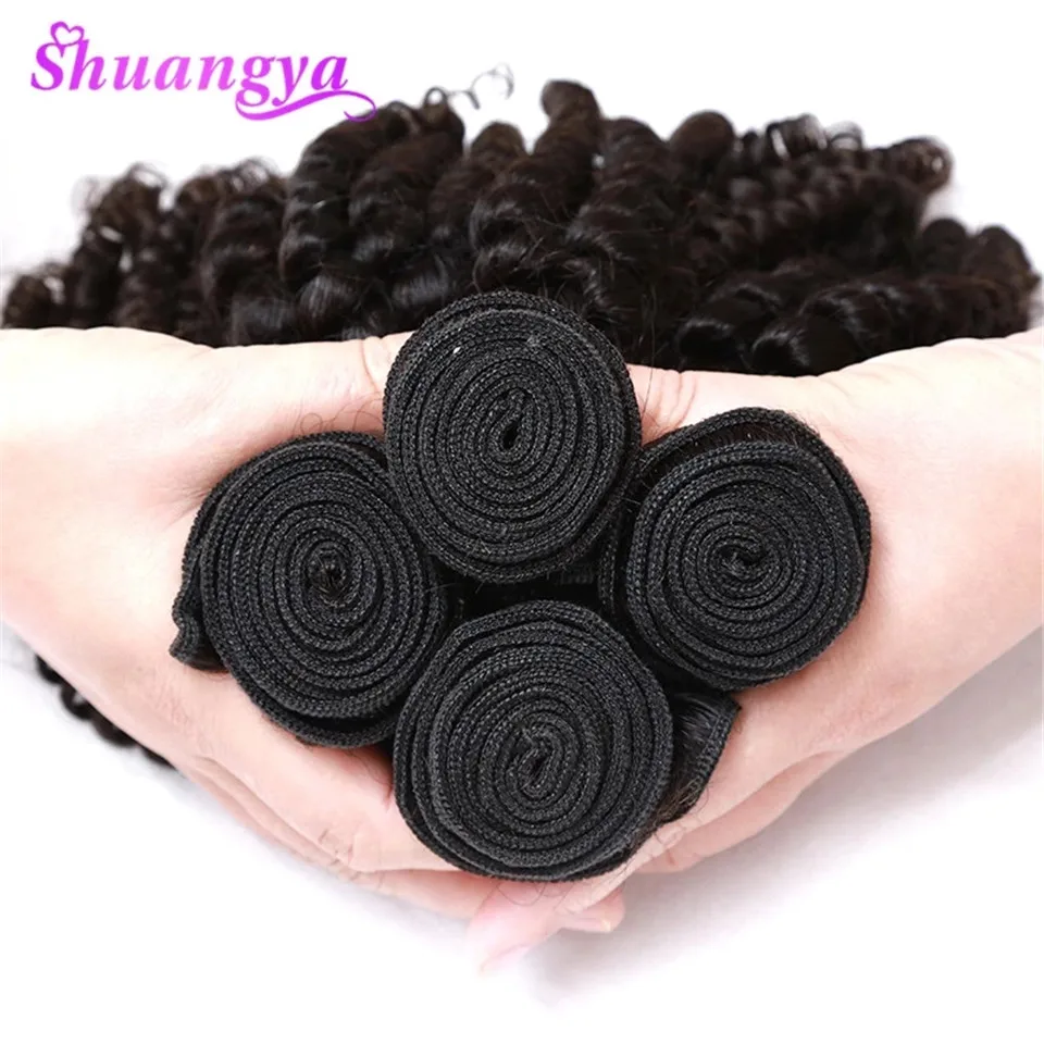 Peruanische Bouncy Lockiges Haar Spinnt 100% Menschliches Haar Bundles 4 Bundles Funmi Haar Kann Gefärbt Werden Und Gebleicht Shuangya Remy haar