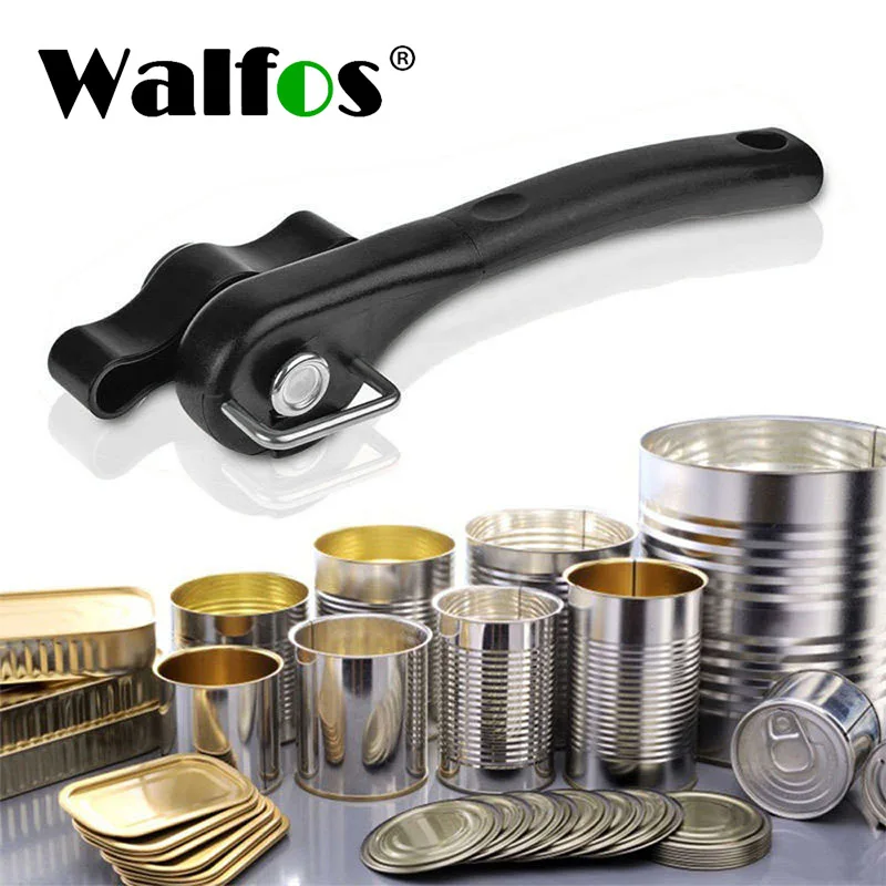 WALFOS Safety Hand-actuate Can Opener Professional Ergonomic Stainless Steel Side Cutting Jar Tin Opener Kitchen Bar Accessories