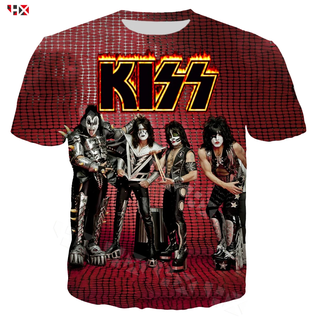 Fashion Metal Rock KISS Band T Shirt Sweatshirt 3D Print Men/Women Short Sleeve Sportswear Casual Harajuku Autumn Pullovers U038