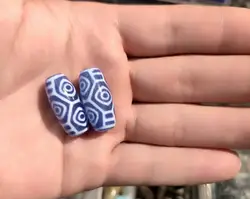 1pcs 1lot Blue Color Natural Agate Stone 12*25mm Dragon Eyes Patterns Amulet Tibetan Dzi Beads for Bracelet DIY Jewelry
