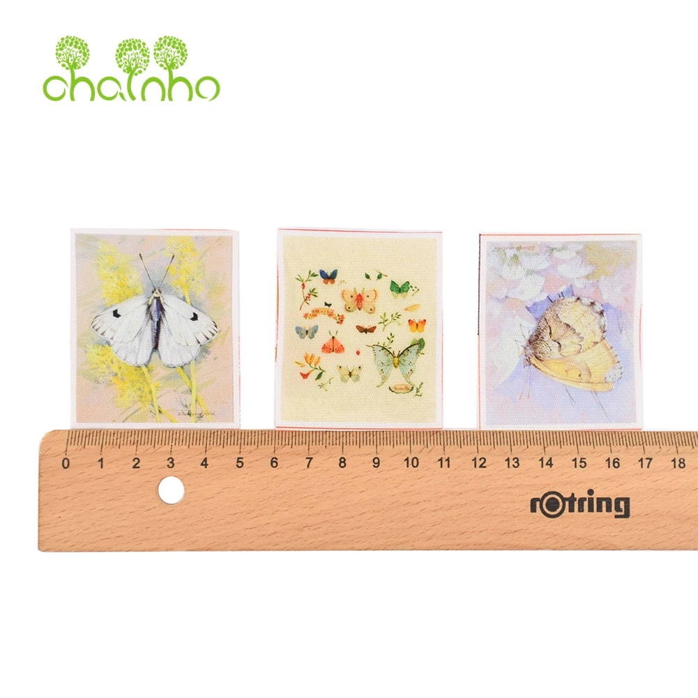 Chainho,Butterfly Matchbox Hand Dyed Cotton Fabric,Size:5x6cm,DIY Sewing Quilting Material,Home Decoration Accessories,9 Pieces